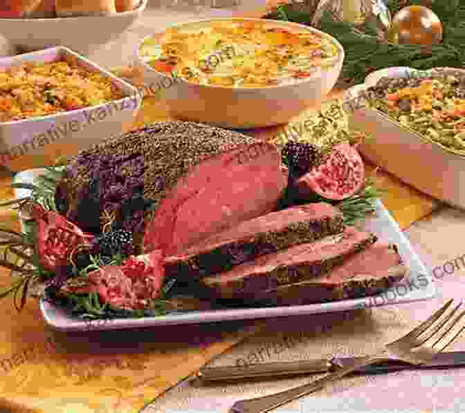 A Spread Of Delectable Holiday Entrees, Including Roasted Turkey, Glazed Ham, And Prime Rib. Thanksgiving Day Recipes: Holiday Classics For Entrees Side Dishes Beverages Breads Desserts